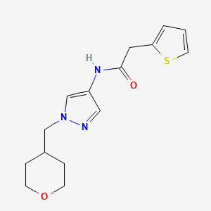 molecular formula C15H19N3O2S B2587467 N-(1-((tetrahydro-2H-pyran-4-yl)methyl)-1H-pyrazol-4-yl)-2-(thiophen-2-yl)acetamide CAS No. 1798485-50-3