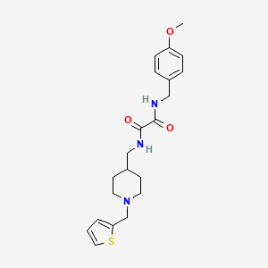 molecular formula C21H27N3O3S B2587481 N1-(4-methoxybenzyl)-N2-((1-(thiophen-2-ylmethyl)piperidin-4-yl)methyl)oxalamide CAS No. 952981-40-7