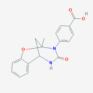 molecular formula C18H16N2O4 B2587491 4-(2-methyl-4-oxo-5,6-dihydro-2H-2,6-methano-1,3,5-benzoxadiazocin-3(4H)-yl)benzoic acid CAS No. 1239771-22-2