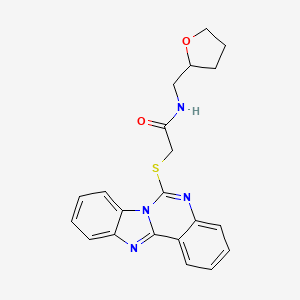 molecular formula C21H20N4O2S B2587493 2-(苯并咪唑并[1,2-c]喹唑啉-6-基硫代)-N-(氧杂环-2-基甲基)乙酰胺 CAS No. 876558-76-8
