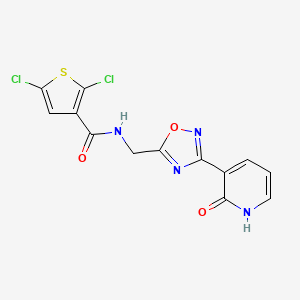 2,5-dichloro-N-((3-(2-oxo-1,2-dihydropyridin-3-yl)-1,2,4-oxadiazol-5-yl)methyl)thiophene-3-carboxamide