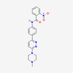molecular formula C22H22N6O3 B2587517 N-(4-(6-(4-甲基哌嗪-1-基)吡啶并[2,3-d]嘧啶-3-基)苯基)-2-硝基苯甲酰胺 CAS No. 941940-78-9