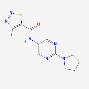 4-methyl-N-(2-(pyrrolidin-1-yl)pyrimidin-5-yl)-1,2,3-thiadiazole-5-carboxamide