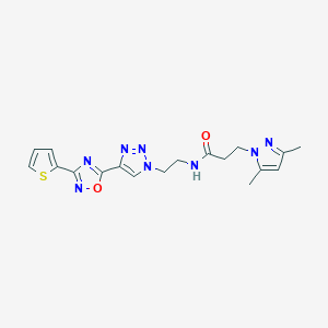 3-(3,5-dimethyl-1H-pyrazol-1-yl)-N-(2-(4-(3-(thiophen-2-yl)-1,2,4-oxadiazol-5-yl)-1H-1,2,3-triazol-1-yl)ethyl)propanamide