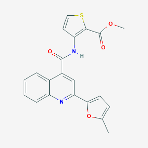 molecular formula C21H16N2O4S B258753 Methyl 3-({[2-(5-methyl-2-furyl)-4-quinolinyl]carbonyl}amino)-2-thiophenecarboxylate 