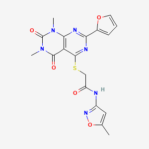 2-((2-(furan-2-yl)-6,8-dimethyl-5,7-dioxo-5,6,7,8-tetrahydropyrimido[4,5-d]pyrimidin-4-yl)thio)-N-(5-methylisoxazol-3-yl)acetamide