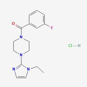 molecular formula C16H20ClFN4O B2587542 (4-(1-ethyl-1H-imidazol-2-yl)piperazin-1-yl)(3-fluorophenyl)methanone hydrochloride CAS No. 1331145-21-1