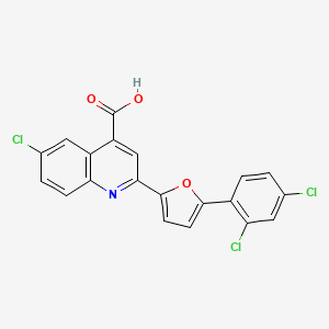molecular formula C20H10Cl3NO3 B2587557 6-Chloro-2-[5-(2,4-dichlorophenyl)furan-2-yl]quinoline-4-carboxylic acid CAS No. 899942-26-8
