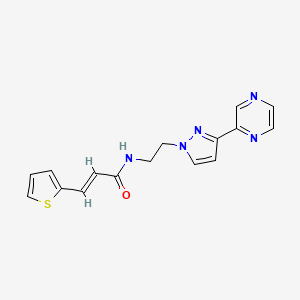molecular formula C16H15N5OS B2587566 (E)-N-(2-(3-(pyrazin-2-yl)-1H-pyrazol-1-yl)ethyl)-3-(thiophen-2-yl)acrylamide CAS No. 2035036-54-3