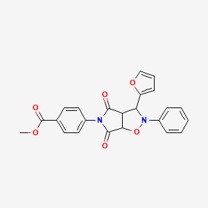 molecular formula C23H18N2O6 B2587568 4-(3-(呋喃-2-基)-4,6-二氧代-2-苯基四氢-2H-吡咯并[3,4-d]异噁唑-5(3H)-基)苯甲酸甲酯 CAS No. 1005271-12-4