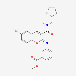 molecular formula C23H21ClN2O5 B2587573 methyl 3-({(2Z)-6-chloro-3-[(tetrahydrofuran-2-ylmethyl)carbamoyl]-2H-chromen-2-ylidene}amino)benzoate CAS No. 1327179-62-3