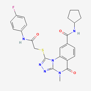N-cyclopentyl-1-({2-[(4-fluorophenyl)amino]-2-oxoethyl}thio)-4-methyl-5-oxo-4,5-dihydro[1,2,4]triazolo[4,3-a]quinazoline-8-carboxamide