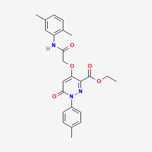 molecular formula C24H25N3O5 B2587592 Ethyl 4-(2-((2,5-dimethylphenyl)amino)-2-oxoethoxy)-6-oxo-1-(p-tolyl)-1,6-dihydropyridazine-3-carboxylate CAS No. 899729-32-9