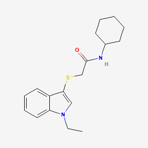 molecular formula C18H24N2OS B2587596 N-cyclohexyl-2-(1-ethylindol-3-yl)sulfanylacetamide CAS No. 450349-83-4