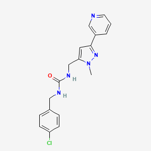 molecular formula C18H18ClN5O B2587599 1-(4-chlorobenzyl)-3-((1-methyl-3-(pyridin-3-yl)-1H-pyrazol-5-yl)methyl)urea CAS No. 2034350-47-3