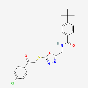 molecular formula C22H22ClN3O3S B2587607 4-(tert-butyl)-N-((5-((2-(4-chlorophenyl)-2-oxoethyl)thio)-1,3,4-oxadiazol-2-yl)methyl)benzamide CAS No. 872613-84-8