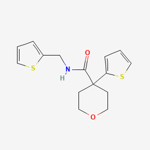 molecular formula C15H17NO2S2 B2587614 4-thiophen-2-yl-N-(thiophen-2-ylmethyl)oxane-4-carboxamide CAS No. 877650-60-7