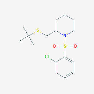 molecular formula C16H24ClNO2S2 B2587617 2-((Tert-butylthio)methyl)-1-((2-chlorophenyl)sulfonyl)piperidine CAS No. 2034389-60-9