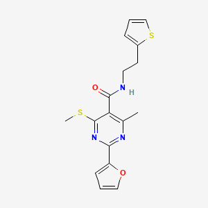 2-(furan-2-yl)-4-methyl-6-methylsulfanyl-N-(2-thiophen-2-ylethyl)pyrimidine-5-carboxamide
