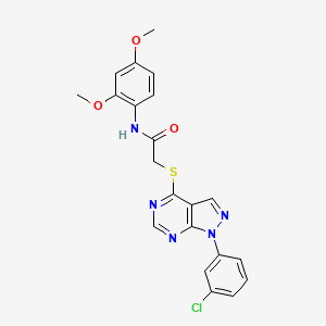 molecular formula C21H18ClN5O3S B2587628 2-((1-(3-氯苯基)-1H-吡唑并[3,4-d]嘧啶-4-基)硫代)-N-(2,4-二甲氧苯基)乙酰胺 CAS No. 893918-86-0