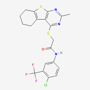 N-[4-chloro-3-(trifluoromethyl)phenyl]-2-[(2-methyl-5,6,7,8-tetrahydro-[1]benzothiolo[2,3-d]pyrimidin-4-yl)sulfanyl]acetamide