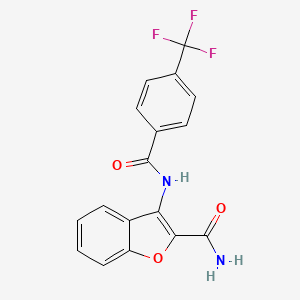 molecular formula C17H11F3N2O3 B2587656 3-(4-(Trifluoromethyl)benzamido)benzofuran-2-carboxamide CAS No. 898373-46-1