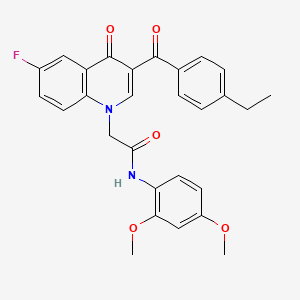 molecular formula C28H25FN2O5 B2587663 N-(2,4-dimethoxyphenyl)-2-[3-(4-ethylbenzoyl)-6-fluoro-4-oxoquinolin-1-yl]acetamide CAS No. 866590-41-2