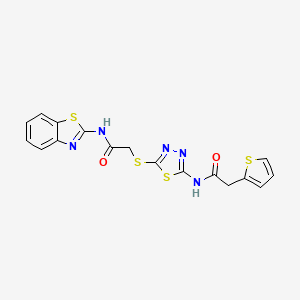 molecular formula C17H13N5O2S4 B2587664 N-(benzo[d]thiazol-2-yl)-2-((5-(2-(thiophen-2-yl)acetamido)-1,3,4-thiadiazol-2-yl)thio)acetamide CAS No. 477214-86-1