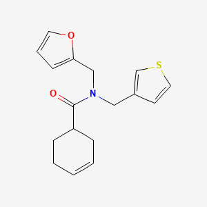 N-(furan-2-ylmethyl)-N-(thiophen-3-ylmethyl)cyclohex-3-enecarboxamide