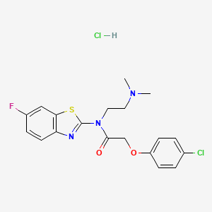 molecular formula C19H20Cl2FN3O2S B2587669 2-(4-chlorophenoxy)-N-(2-(dimethylamino)ethyl)-N-(6-fluorobenzo[d]thiazol-2-yl)acetamide hydrochloride CAS No. 1216920-39-6