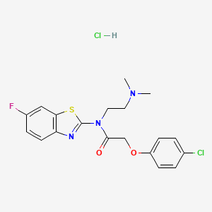 molecular formula C19H20Cl2FN3O2S B2587669 2-(4-氯苯氧基)-N-(2-(二甲氨基)乙基)-N-(6-氟苯并[d]噻唑-2-基)乙酰胺盐酸盐 CAS No. 1216920-39-6