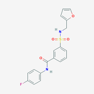 molecular formula C18H15FN2O4S B258767 N-(4-fluorophenyl)-3-{[(2-furylmethyl)amino]sulfonyl}benzamide 