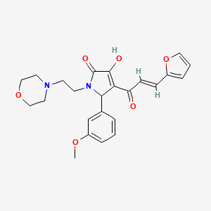 molecular formula C24H26N2O6 B2587670 (E)-4-(3-(furan-2-yl)acryloyl)-3-hydroxy-5-(3-methoxyphenyl)-1-(2-morpholinoethyl)-1H-pyrrol-2(5H)-one CAS No. 883250-57-5