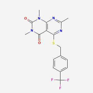 1,3,7-trimethyl-5-((4-(trifluoromethyl)benzyl)thio)pyrimido[4,5-d]pyrimidine-2,4(1H,3H)-dione