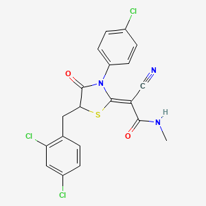 molecular formula C20H14Cl3N3O2S B2587685 (Z)-2-(3-(4-chlorophenyl)-5-(2,4-dichlorobenzyl)-4-oxothiazolidin-2-ylidene)-2-cyano-N-methylacetamide CAS No. 786678-24-8