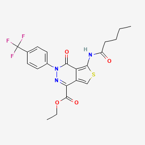 Ethyl 4-oxo-5-(pentanoylamino)-3-[4-(trifluoromethyl)phenyl]thieno[3,4-d]pyridazine-1-carboxylate