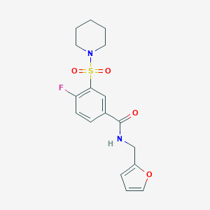 molecular formula C17H19FN2O4S B258769 4-fluoro-N-(furan-2-ylmethyl)-3-piperidin-1-ylsulfonylbenzamide 