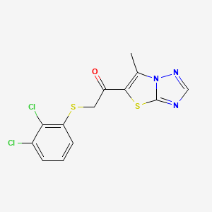 molecular formula C13H9Cl2N3OS2 B2587690 2-[(2,3-二氯苯基)硫代]-1-(6-甲基[1,3]噻唑并[3,2-b][1,2,4]三唑-5-基)-1-乙酮 CAS No. 866136-57-4