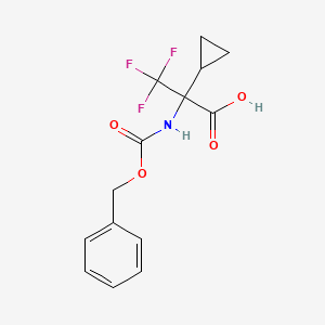 molecular formula C14H14F3NO4 B2587692 2-Cyclopropyl-3,3,3-trifluoro-2-(phenylmethoxycarbonylamino)propanoic acid CAS No. 2287283-94-5