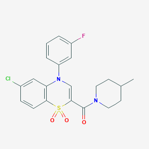 [6-chloro-4-(3-fluorophenyl)-1,1-dioxido-4H-1,4-benzothiazin-2-yl](4-methylpiperidin-1-yl)methanone
