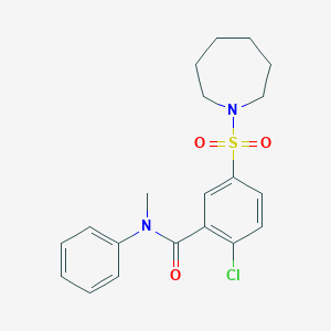 molecular formula C20H23ClN2O3S B258770 5-(1-azepanylsulfonyl)-2-chloro-N-methyl-N-phenylbenzamide 