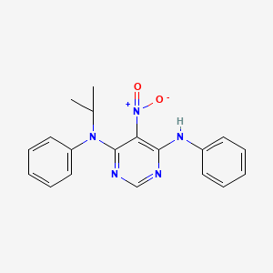 molecular formula C19H19N5O2 B2587709 N~4~-isopropyl-5-nitro-N~4~,N~6~-diphenyl-4,6-pyrimidinediamine CAS No. 866009-80-5