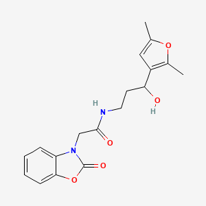 molecular formula C18H20N2O5 B2587710 N-(3-(2,5-二甲基呋喃-3-基)-3-羟基丙基)-2-(2-氧代苯并[d]恶唑-3(2H)-基)乙酰胺 CAS No. 1421456-46-3