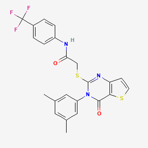 molecular formula C23H18F3N3O2S2 B2587711 2-{[3-(3,5-dimethylphenyl)-4-oxo-3,4-dihydrothieno[3,2-d]pyrimidin-2-yl]sulfanyl}-N-[4-(trifluoromethyl)phenyl]acetamide CAS No. 1260991-81-8
