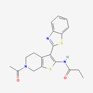 molecular formula C19H19N3O2S2 B2587726 N-(6-acetyl-3-(benzo[d]thiazol-2-yl)-4,5,6,7-tetrahydrothieno[2,3-c]pyridin-2-yl)propionamide CAS No. 864859-72-3