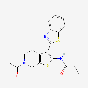 molecular formula C19H19N3O2S2 B2587726 N-(6-乙酰基-3-(苯并[d]噻唑-2-基)-4,5,6,7-四氢噻吩并[2,3-c]吡啶-2-基)丙酰胺 CAS No. 864859-72-3