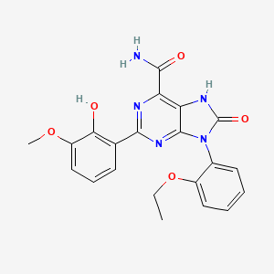 molecular formula C21H19N5O5 B2587730 9-(2-乙氧基苯基)-2-(2-羟基-3-甲氧基苯基)-8-氧代-8,9-二氢-7H-嘌呤-6-甲酰胺 CAS No. 899971-09-6