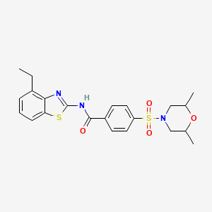 molecular formula C22H25N3O4S2 B2587737 4-((2,6-dimethylmorpholino)sulfonyl)-N-(4-ethylbenzo[d]thiazol-2-yl)benzamide CAS No. 892857-56-6