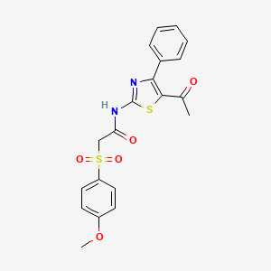 molecular formula C20H18N2O5S2 B2587738 N-(5-乙酰基-4-苯并噻唑-2-基)-2-((4-甲氧苯基)磺酰基)乙酰胺 CAS No. 941988-41-6