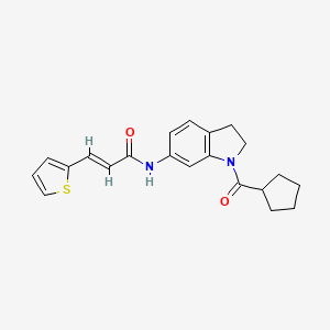 molecular formula C21H22N2O2S B2587741 (E)-N-(1-(cyclopentanecarbonyl)indolin-6-yl)-3-(thiophen-2-yl)acrylamide CAS No. 1331590-48-7